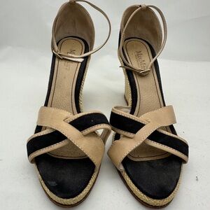 MaxMara Black and Tan Espadrille Sandals